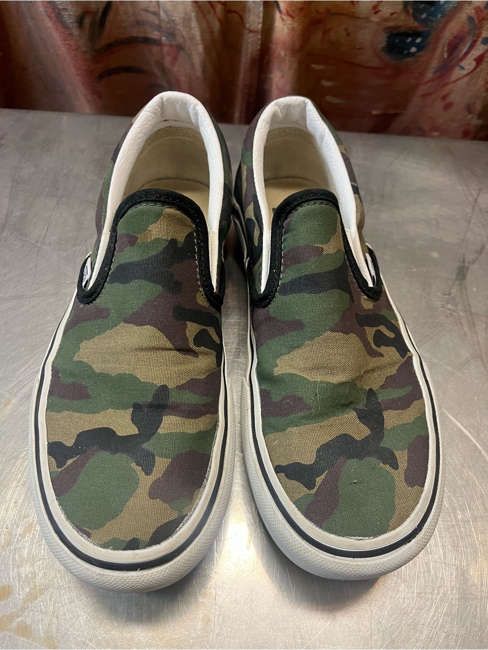 Women’s Camouflage platform Slip-On Sneakers - Green Camo